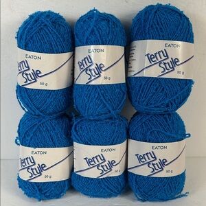 ❤️ Vintage Eaton Terry Style Vibrant Blue Yarn Lot (6)